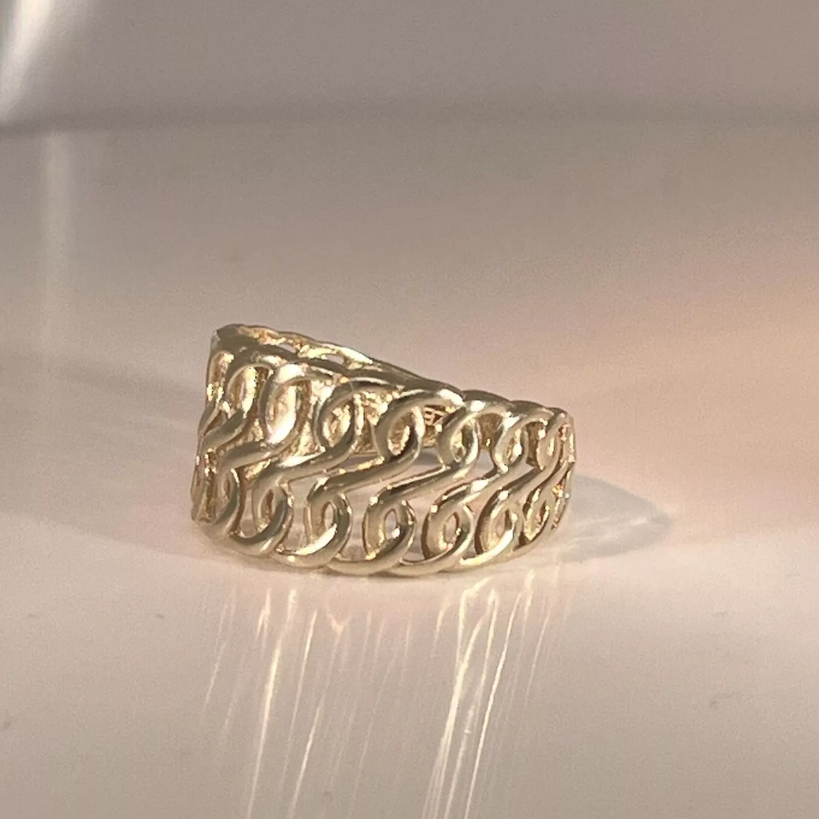 women ring solid yellow gold 14k decorated and beautiful size 7 - Image 7