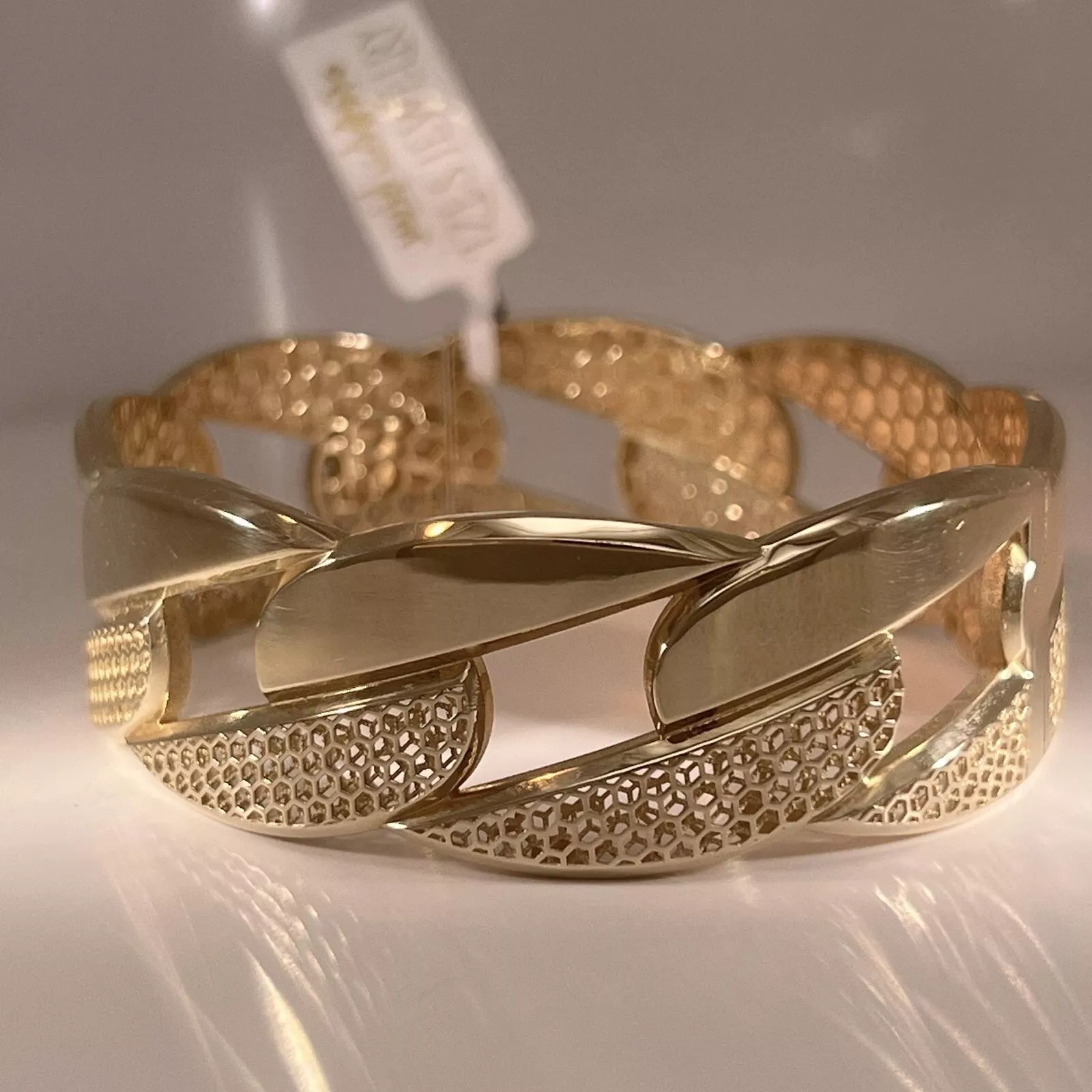 women bracelet yellow solid gold 14k new decorated design