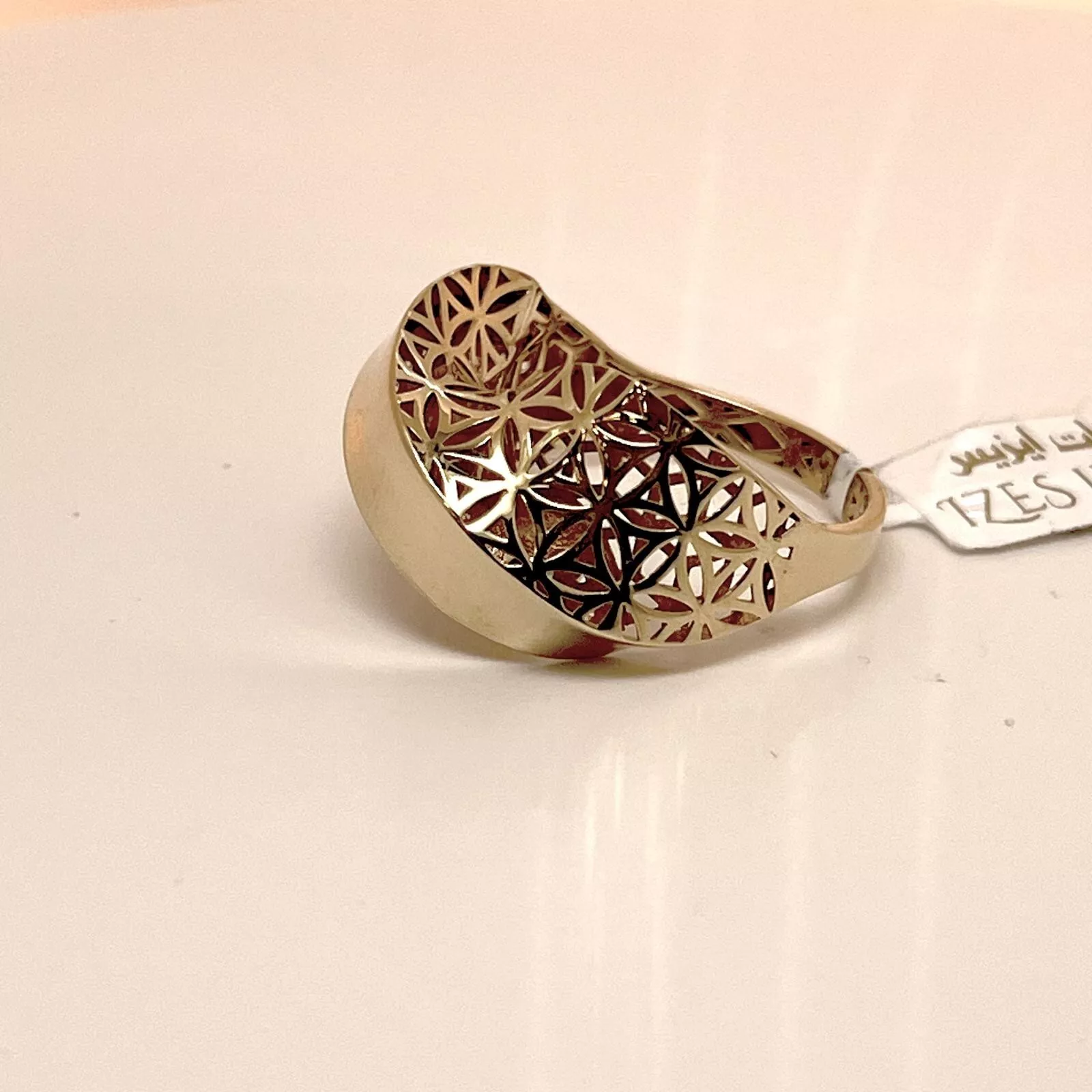 women ring yellow solid gold 14k distinctive design with touch zarcon beautiful - Image 8