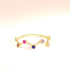 women ring yellow gold 14k set with colored stones beautiful size 7