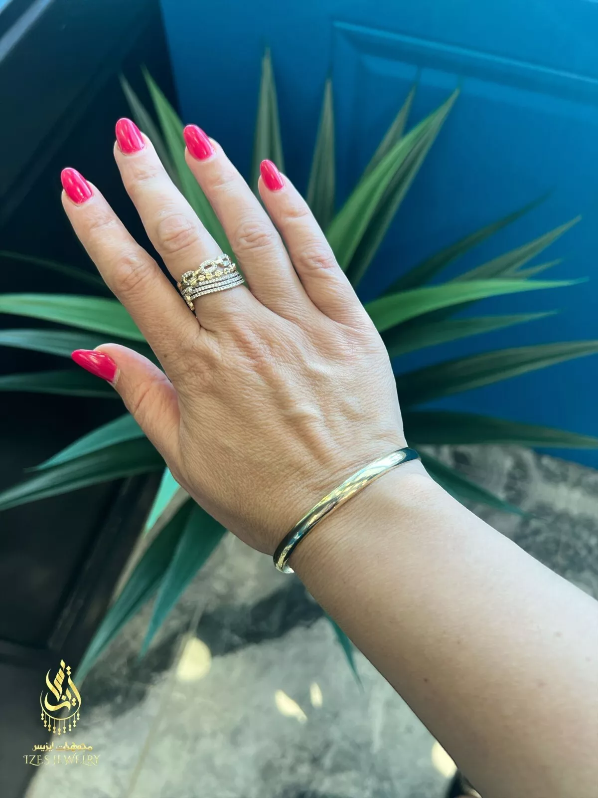 Bracelet Bangle women yellow solid gold 14k Classy and Beautiful - Image 7