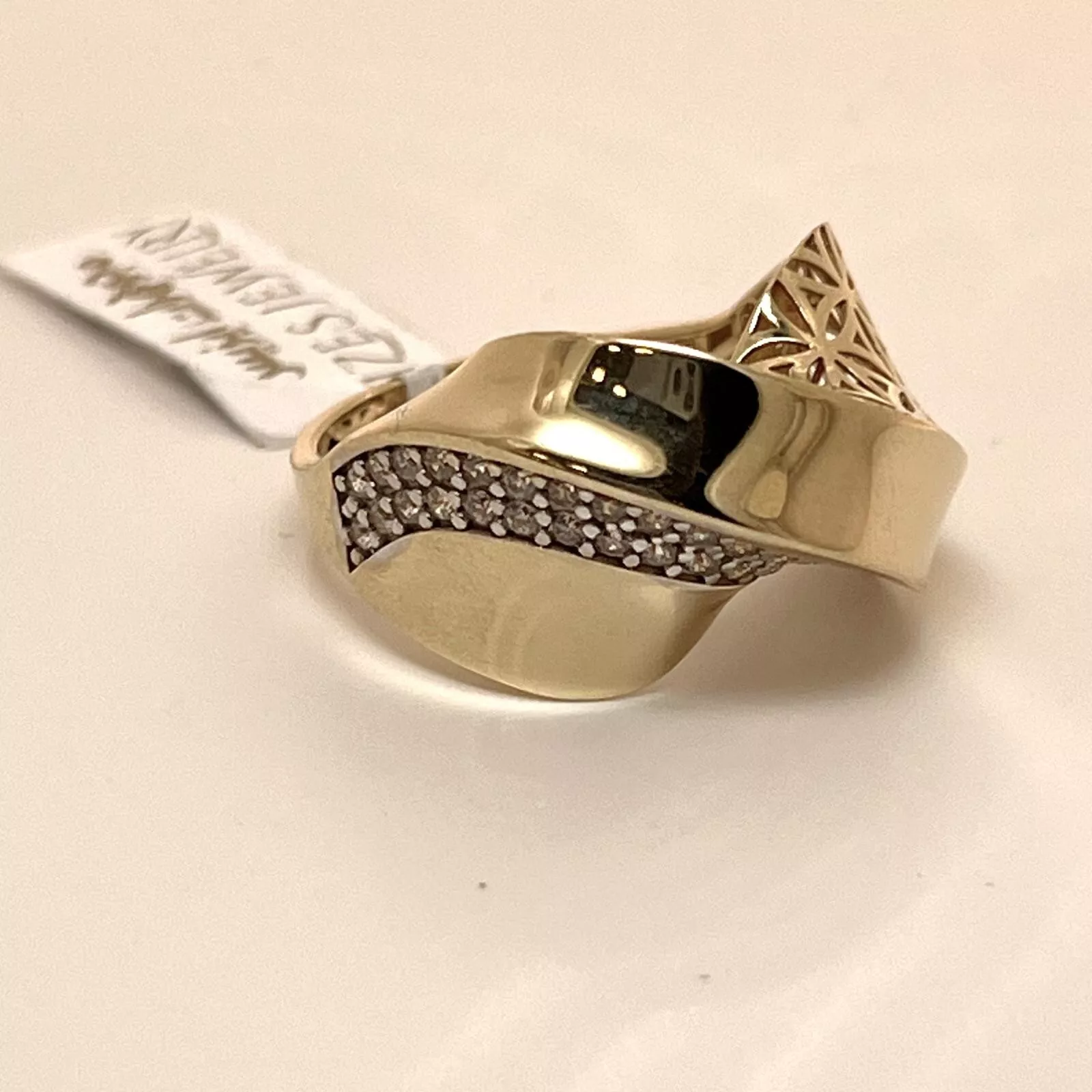 women ring yellow solid gold 14k distinctive design with touch zarcon beautiful - Image 9