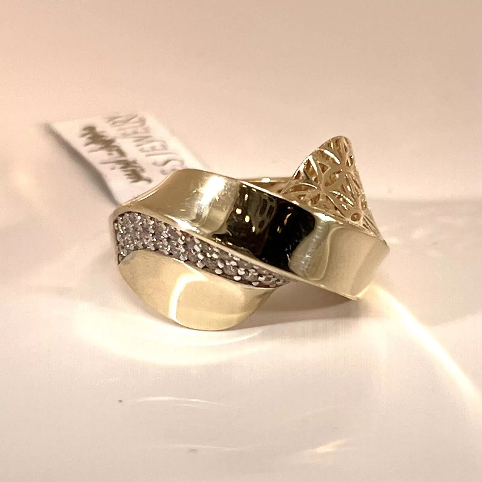 women ring yellow solid gold 14k distinctive design with touch zarcon beautiful - Image 7