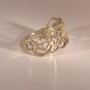 women ring yellow solid gold 14k with zarcon decorated beautiful gift size 7
