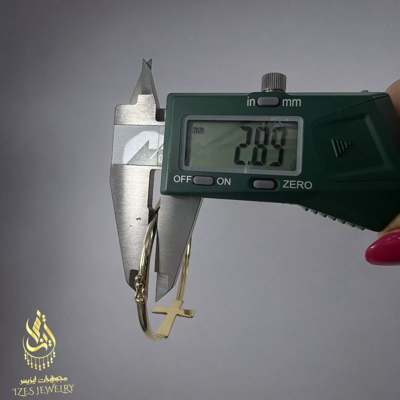 Bracelet Woman Beautiful Bangle Yellow Solid Gold 14k White Cross Round Shiny - Image 5