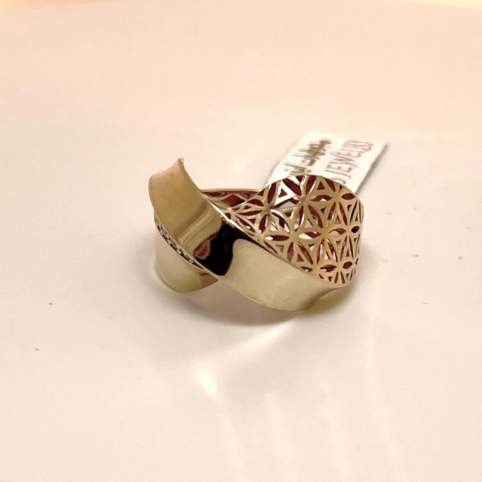 women ring yellow solid gold 14k distinctive design with touch zarcon beautiful - Image 6
