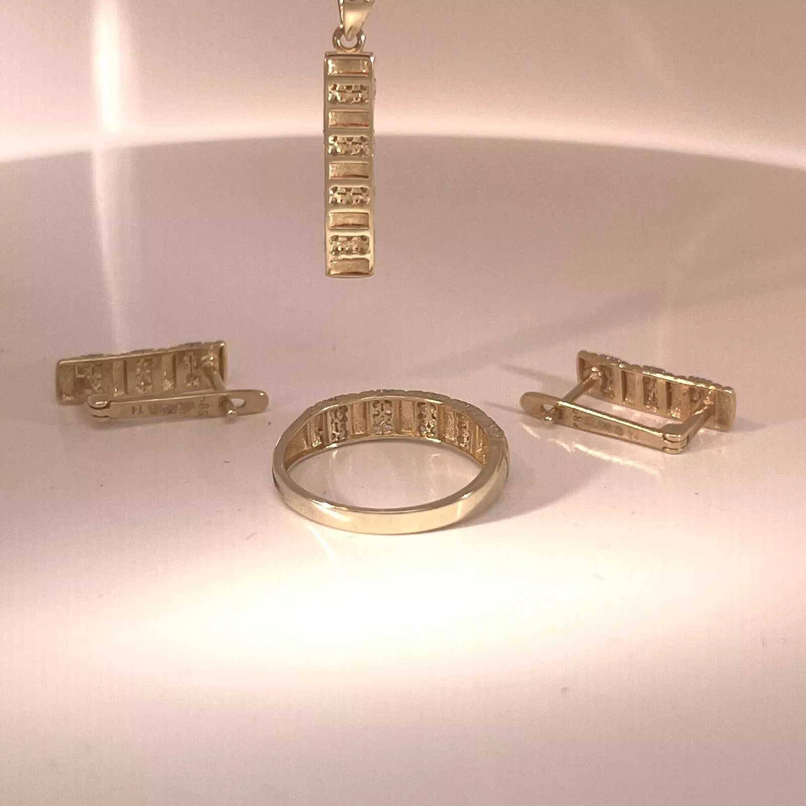 women fancy half set yellow solid gold 14k with zarcon beautiful gift - Image 8