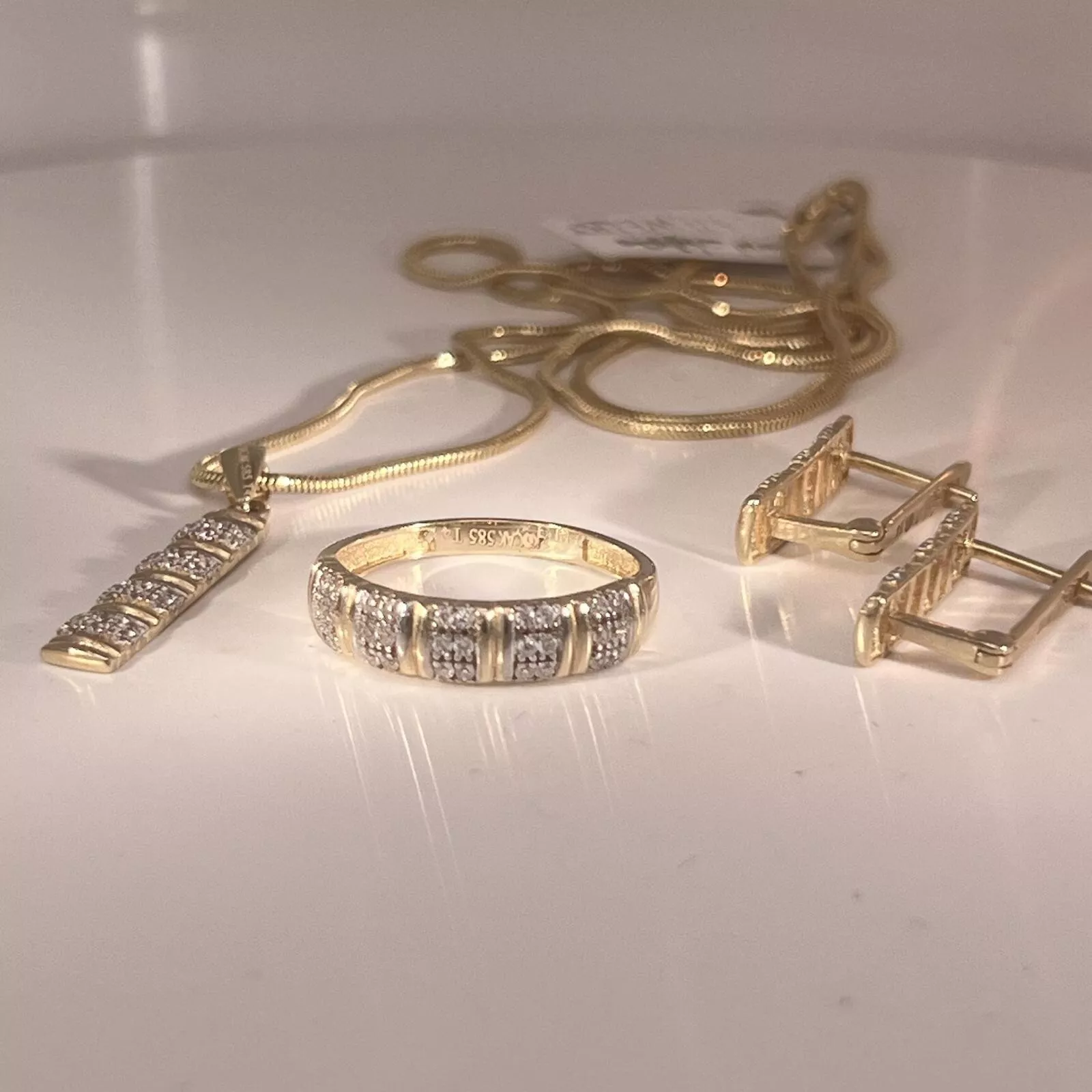 women fancy half set yellow solid gold 14k with zarcon beautiful gift - Image 7