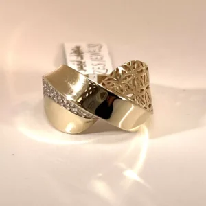 women ring yellow solid gold 14k distinctive design with touch zarcon beautiful
