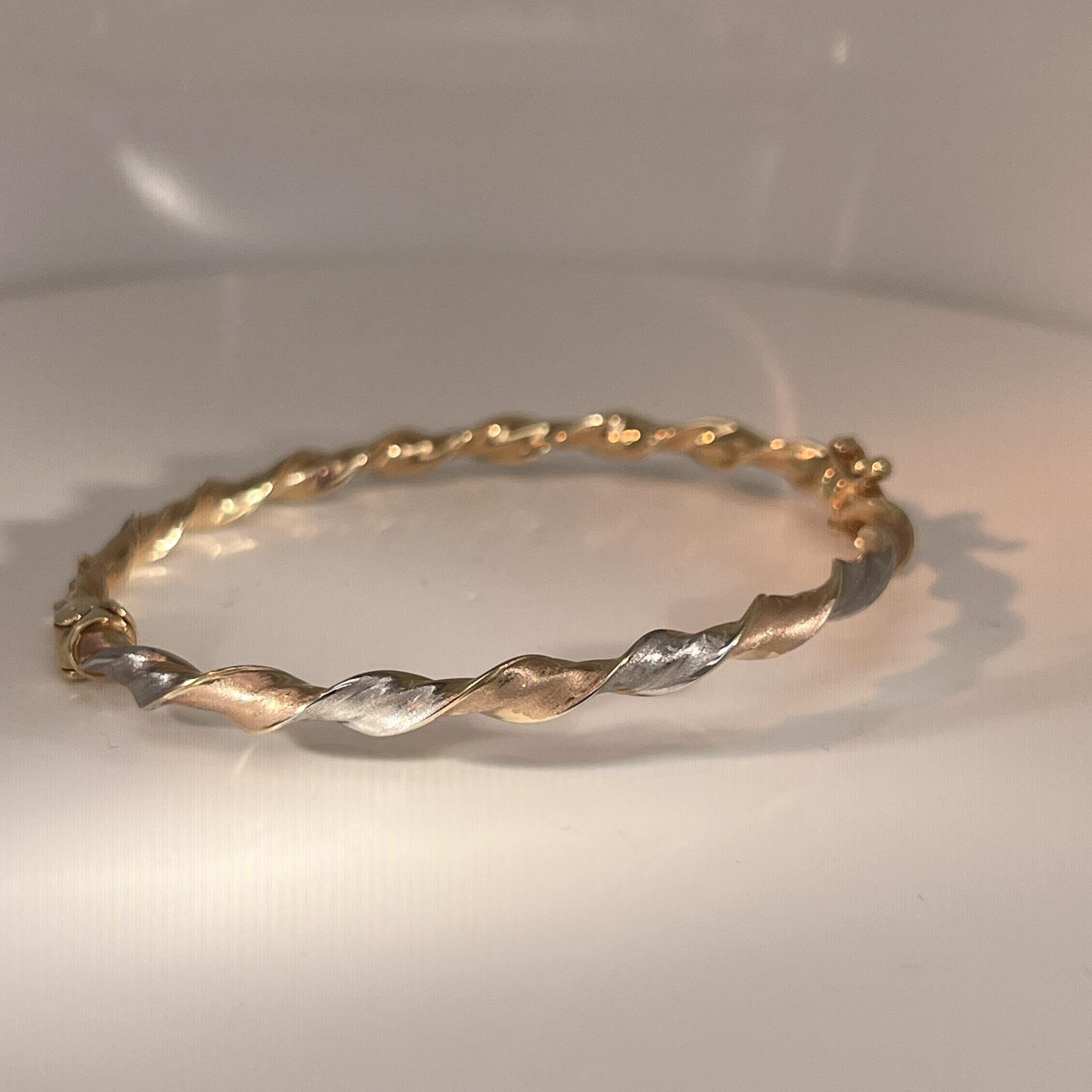 14K Gold Bangle Bracelet with 3 colors - Image 7