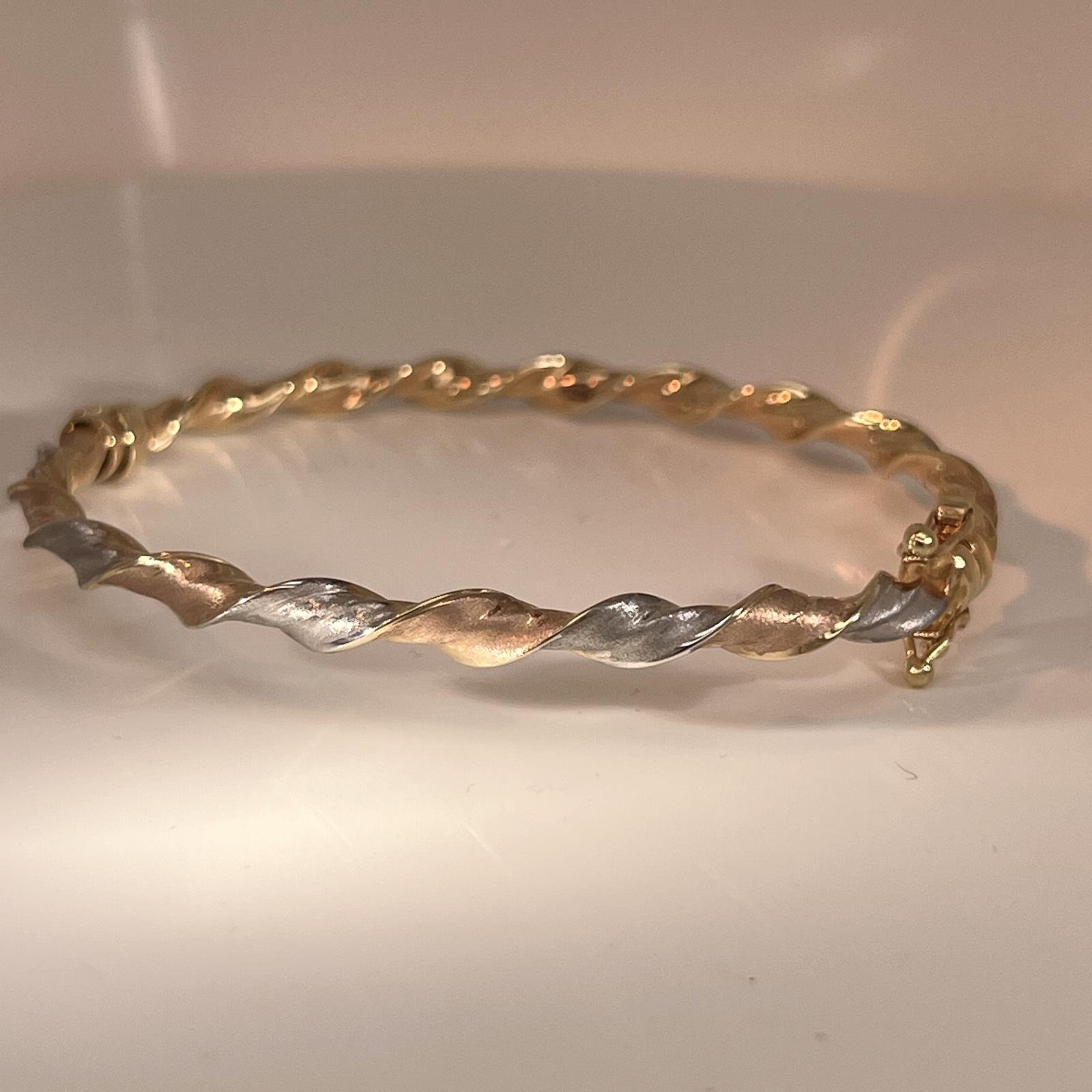 14K Gold Bangle Bracelet with 3 colors - Image 4
