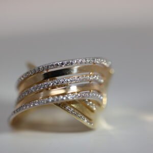 Elegant 14K Double-Line X Design Women's Ring