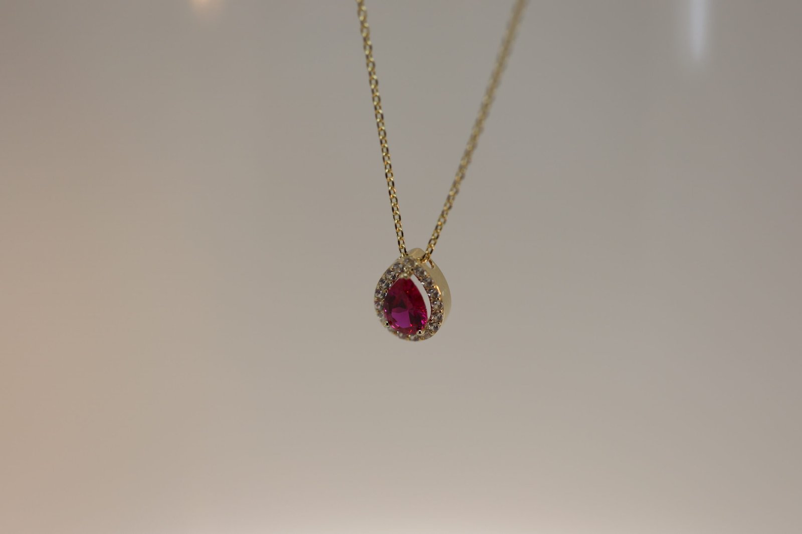 14K Gold Necklace with Large Red Stone - Image 5