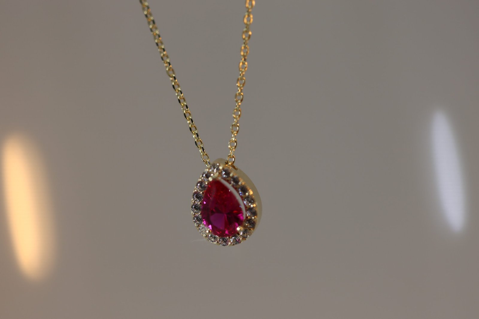 14K Gold Necklace with Large Red Stone - Image 6