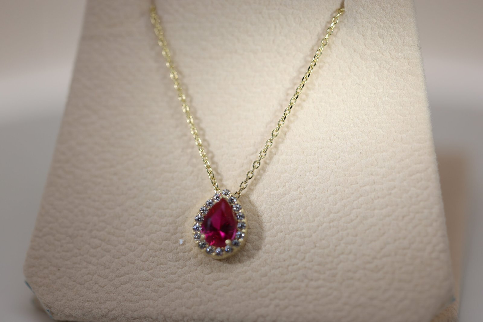 14K Gold Necklace with Large Red Stone - Image 2