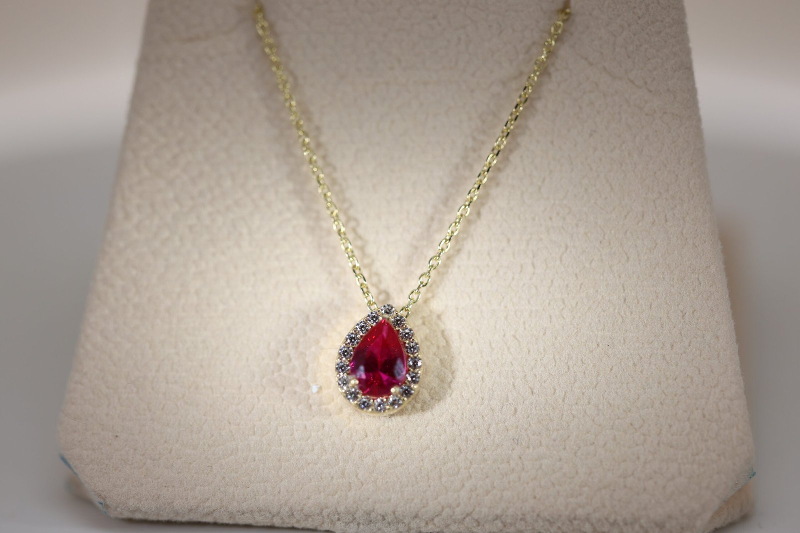 14K Gold Necklace with Large Red Stone - Image 4