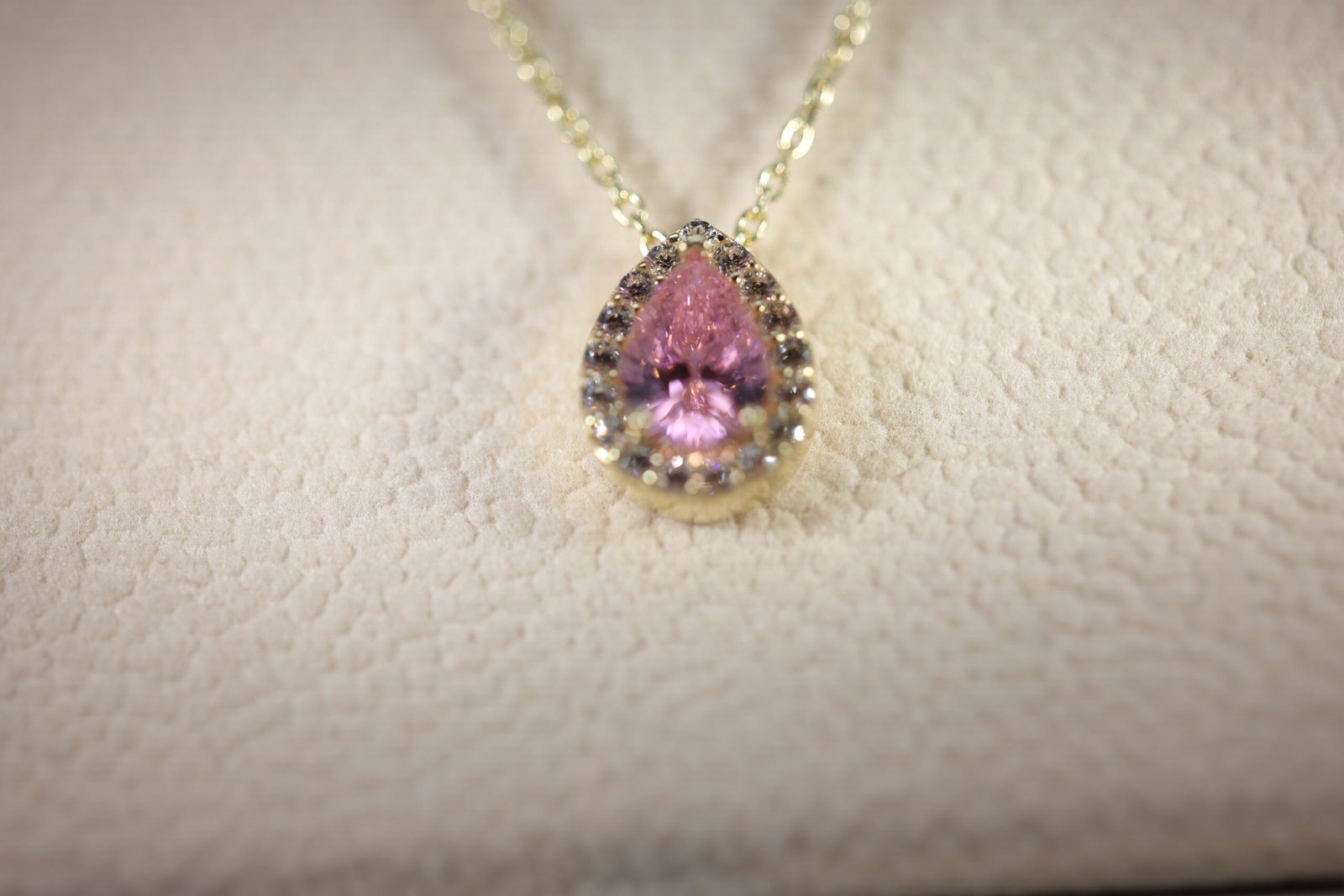 14K Gold Necklace with Big Pink Stone - Image 4