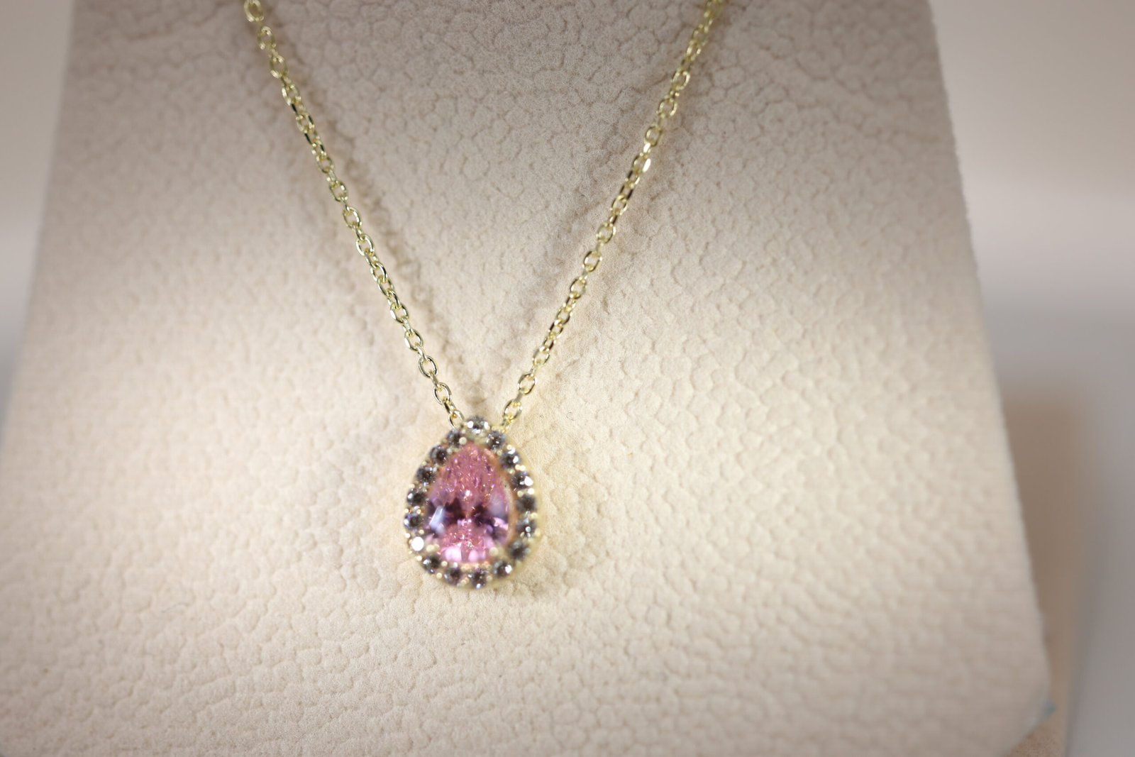 14K Gold Necklace with Big Pink Stone - Image 6
