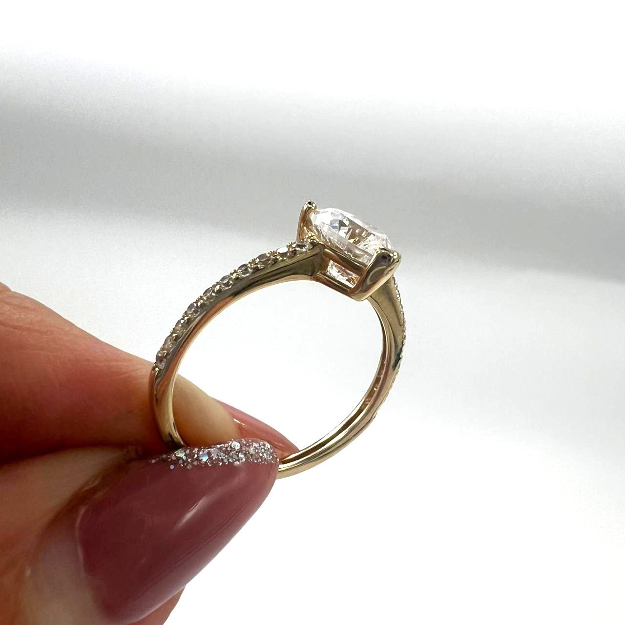 Yellow Gold 14K ring with a Crystal heart-shaped stone, elegant and refined - Image 5