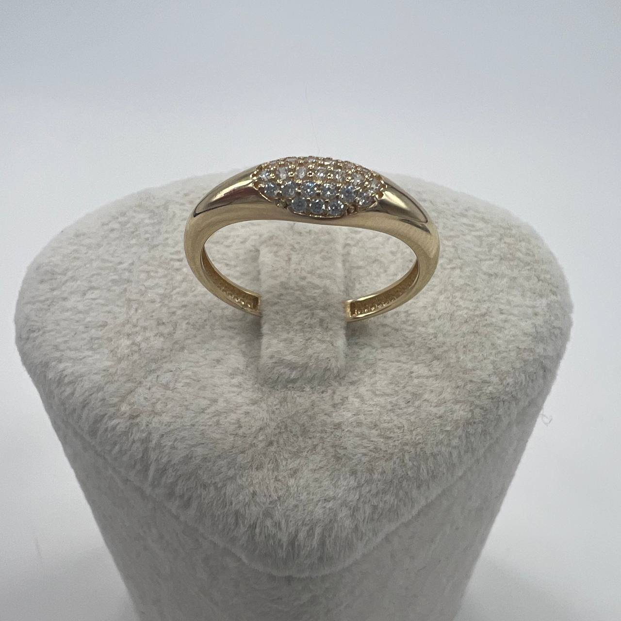 New 14K Solid Gold Ring 1.8g – Pave White Stones Design, Made in Italy