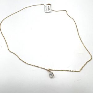 14K yellow gold necklace with a beautiful white stone pendant