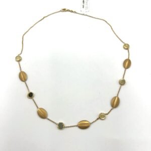 14K yellow gold necklace with delicate round and oval shapes