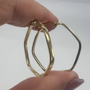 Elegant gold earrings in Hexagonal shape design, lightweight and stylish