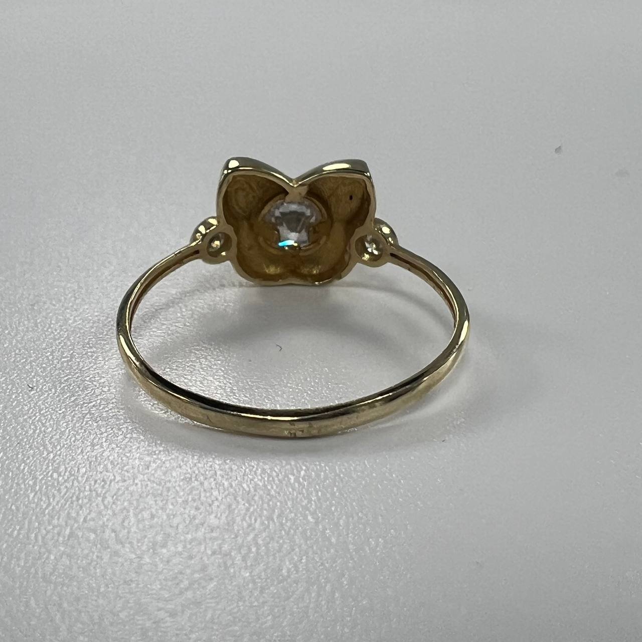 New 14K Solid Gold Ring Italy – Butterfly Design with White Zircon Size 7.16 1.5 - Image 4