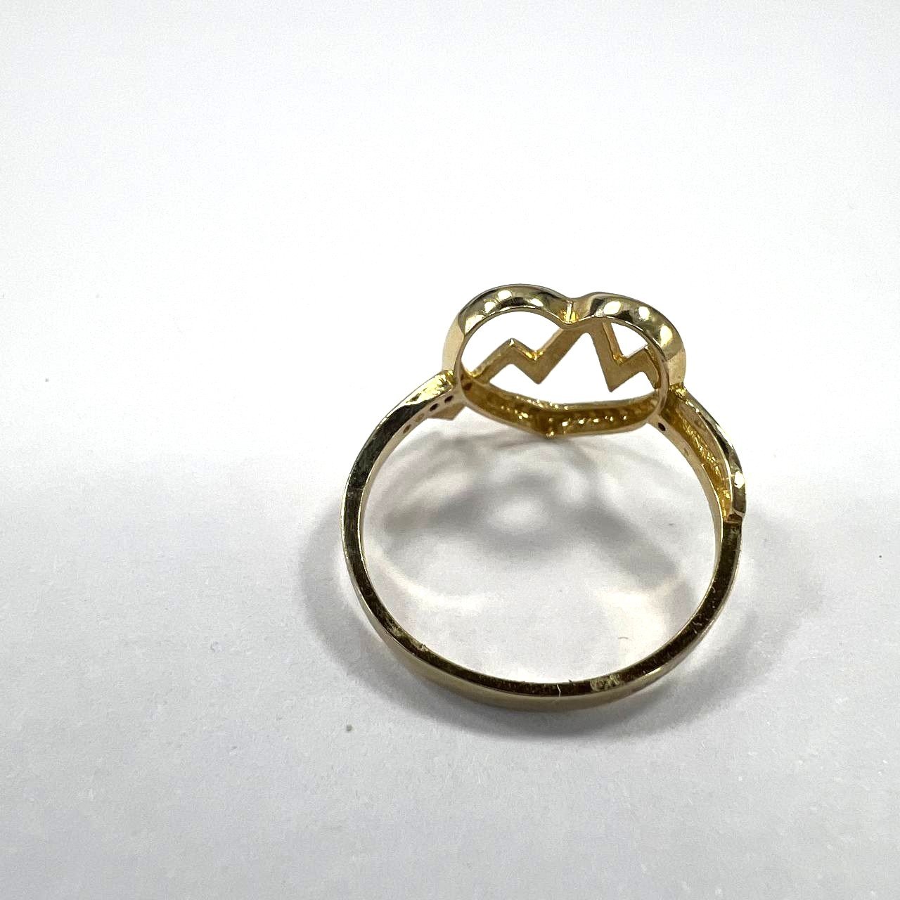 14K yellow gold heart-shaped ring with delicate detailing, elegant and refined - Image 7