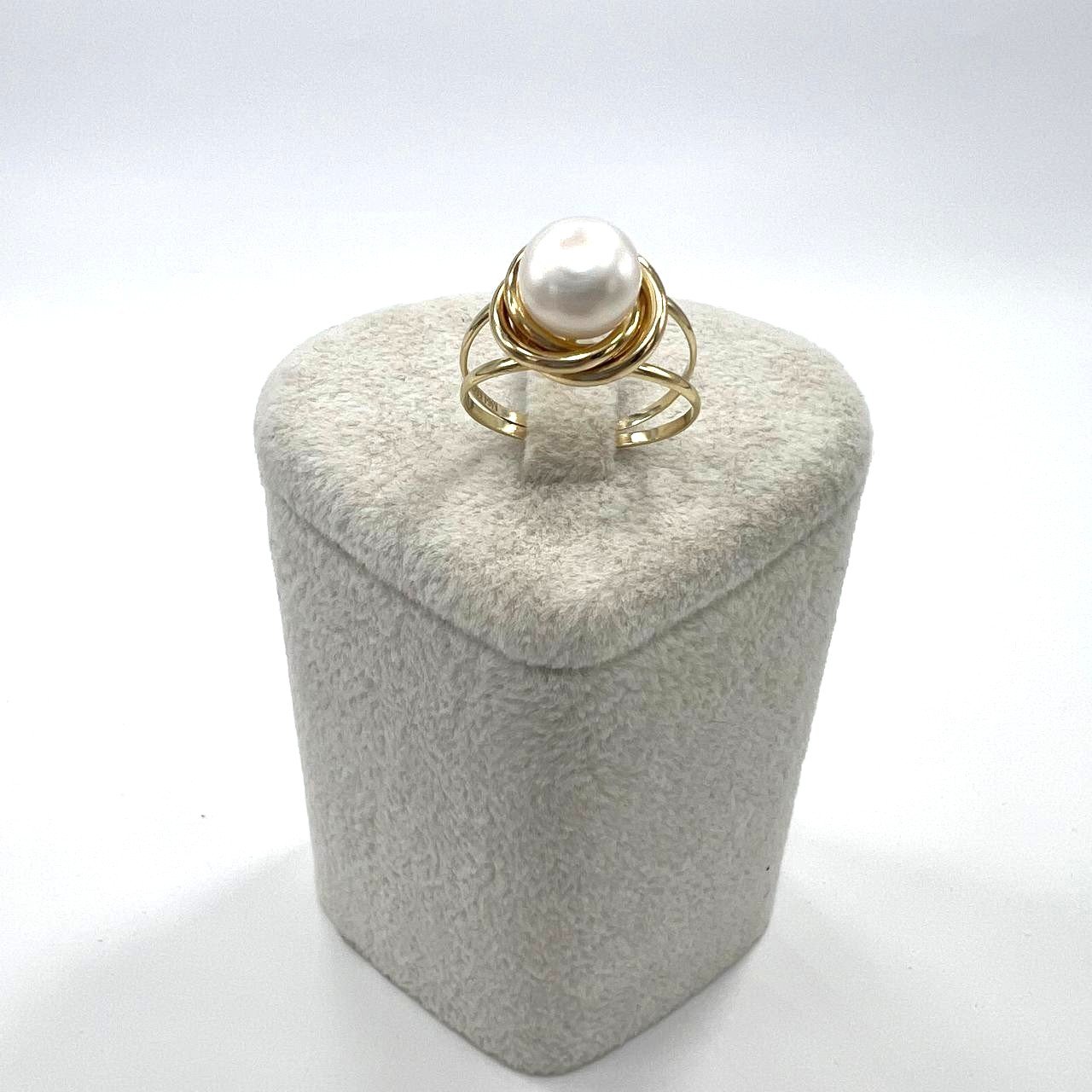 14K yellow gold ring with a pearl, elegant and delicate design beautiful gift - Image 5