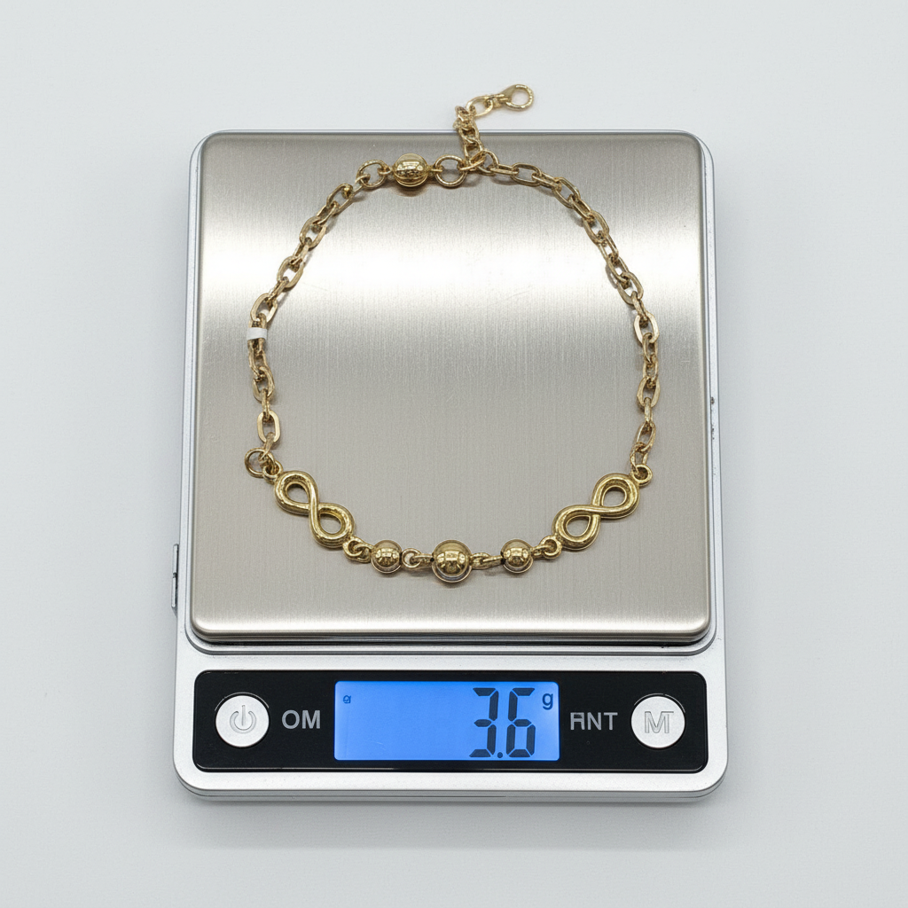 14K Yellow Gold Infinity Bracelet - Beaded Chain Delicate Everyday Fine Jewelry IZES - Image 5