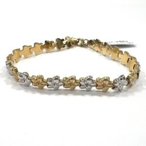 Beautiful & delicate 14K white &yellow gold bracelet with charming floral desgin