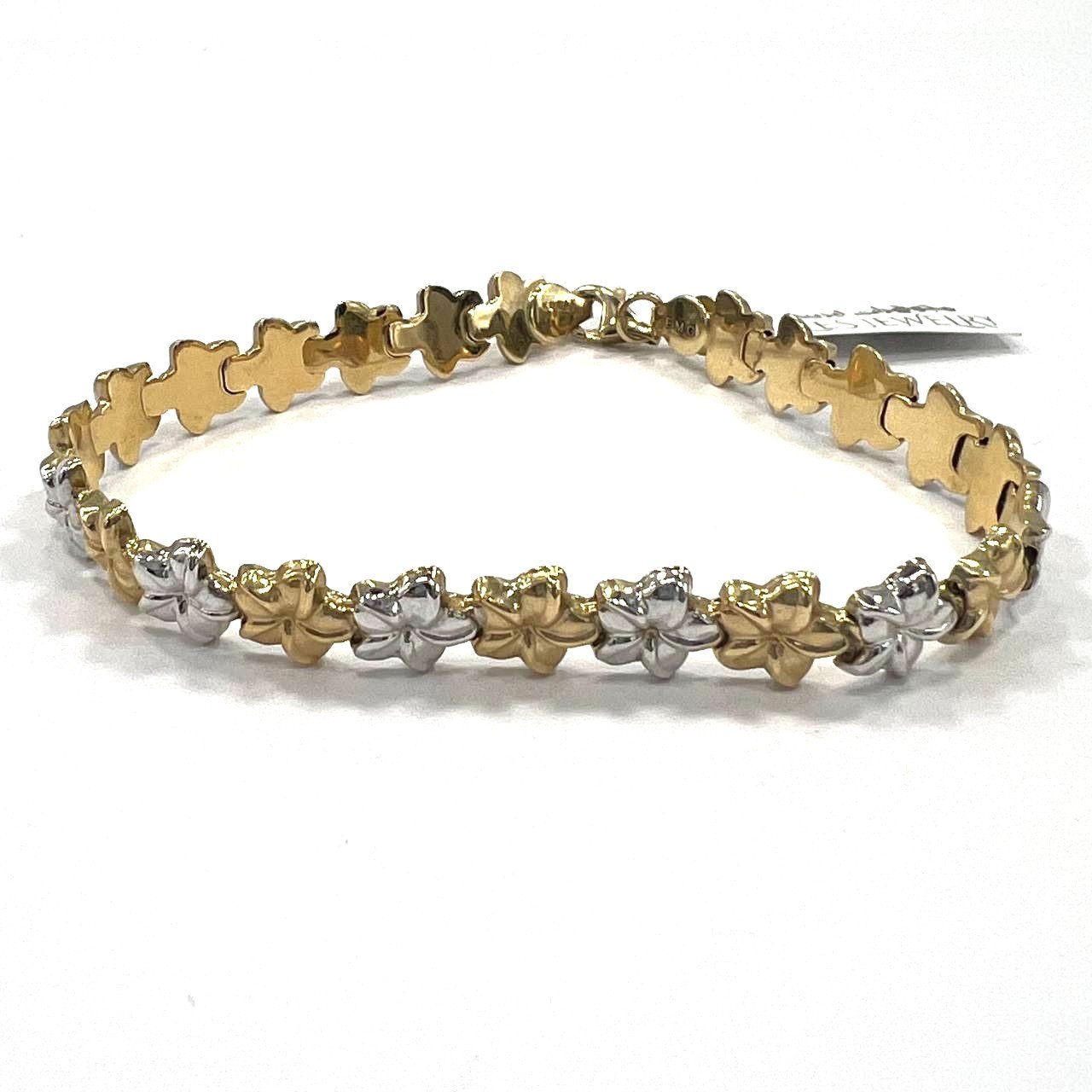 Beautiful & delicate 14K white &yellow gold bracelet with charming floral desgin