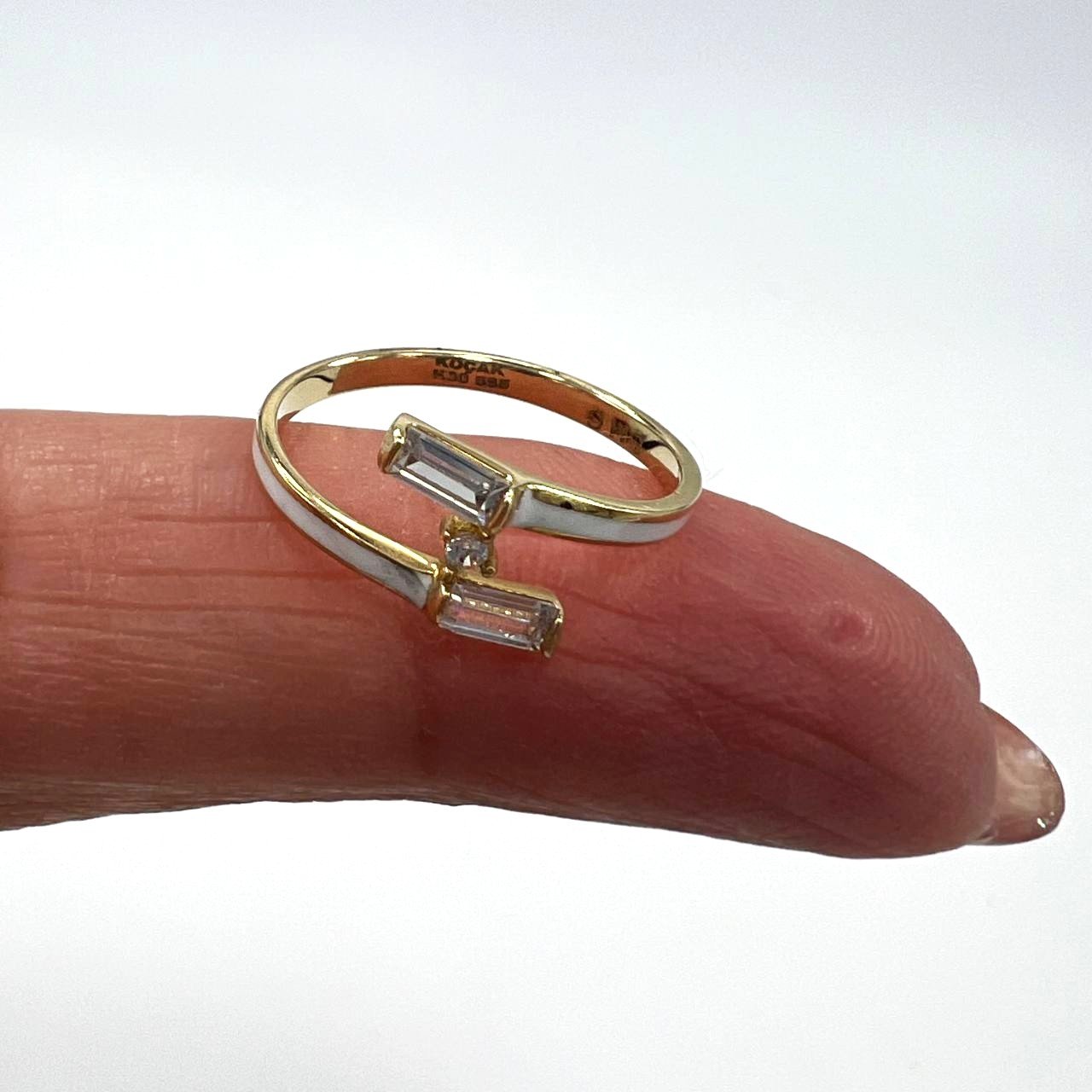 14K Yellow Gold Ring email white color elegant design for timeless everyday wear - Image 4