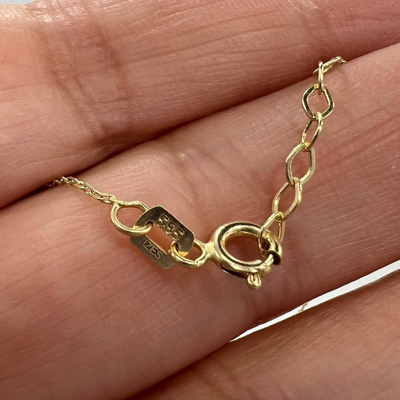 New Elegant 14K Solid Gold Necklace Italy- Key Pendant with White Gemstones 1.6g - Image 3