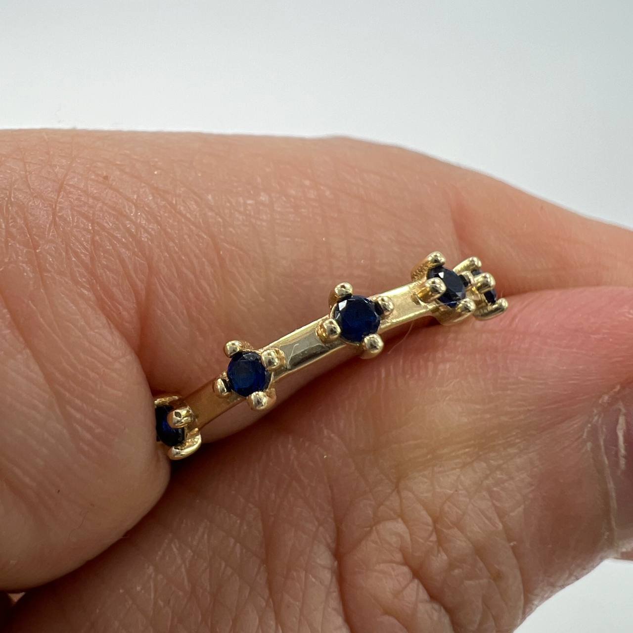 New 14K Solid Gold Ring Women’s Fine Jewelry Blue Gemstone Italy Gift Size 7 - Image 2