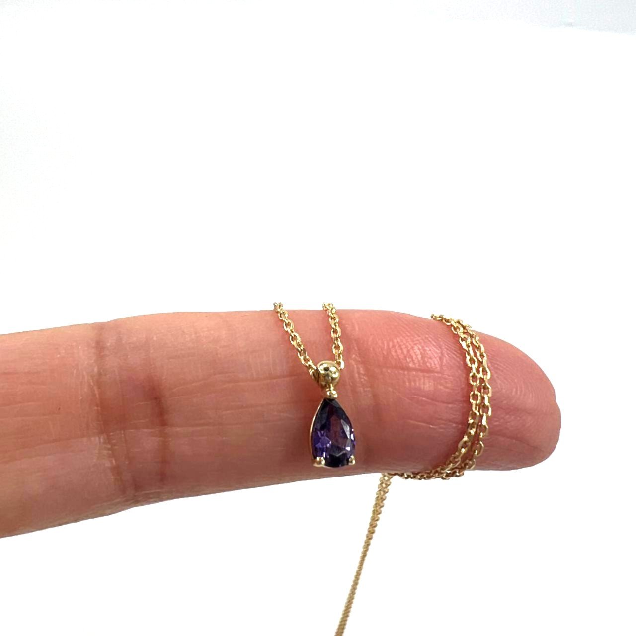 14K yellow gold necklace with a beautiful purple stone pendant elegant gift - Image 3