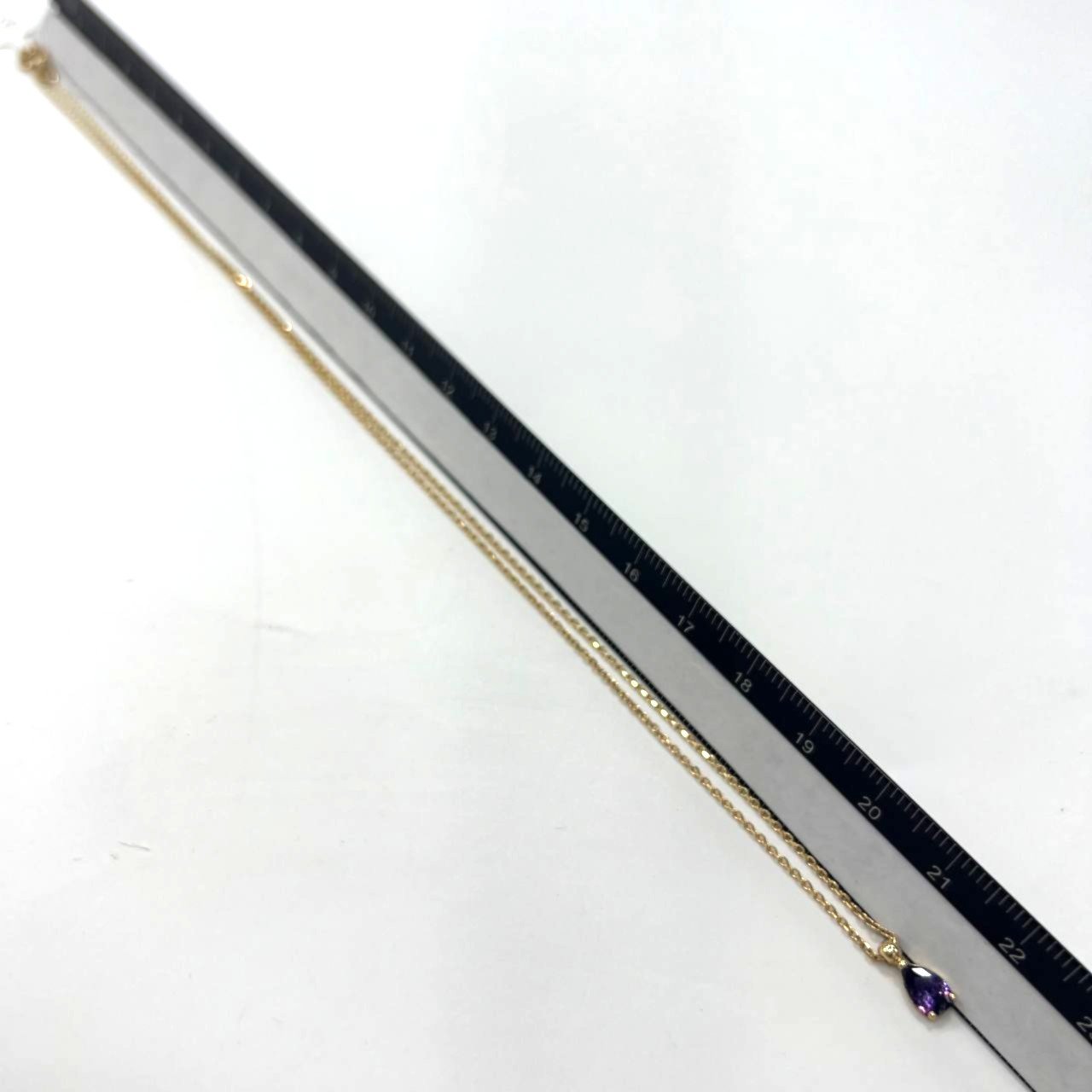 14K yellow gold necklace with a beautiful purple stone pendant elegant gift - Image 9