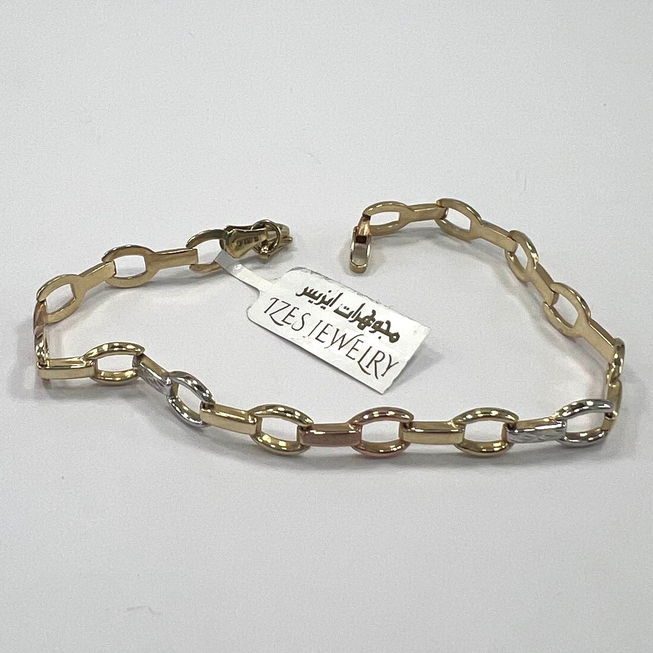 14K yellow, white & rose gold bracelet, delicate and elegant for every occasion - Image 4