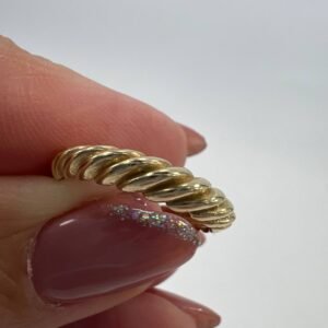 New Elegant 14K Solid Gold Rope Twist Ring – Italian Made, 1.5g, Size 6