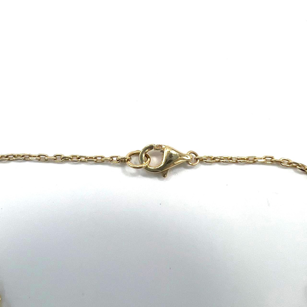 Beautiful 14K yellow gold bracelet with a chain & zircon decorated circle charm - Image 6