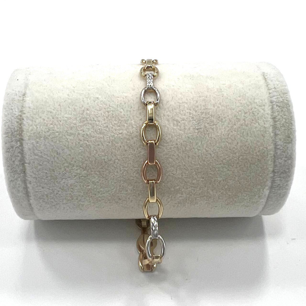 14K yellow, white & rose gold bracelet, delicate and elegant for every occasion - Image 3