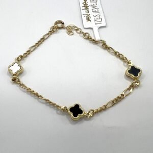 14K Yellow Gold Kids' Bracelet with Black Van Cleef Design – Stylish and Unique