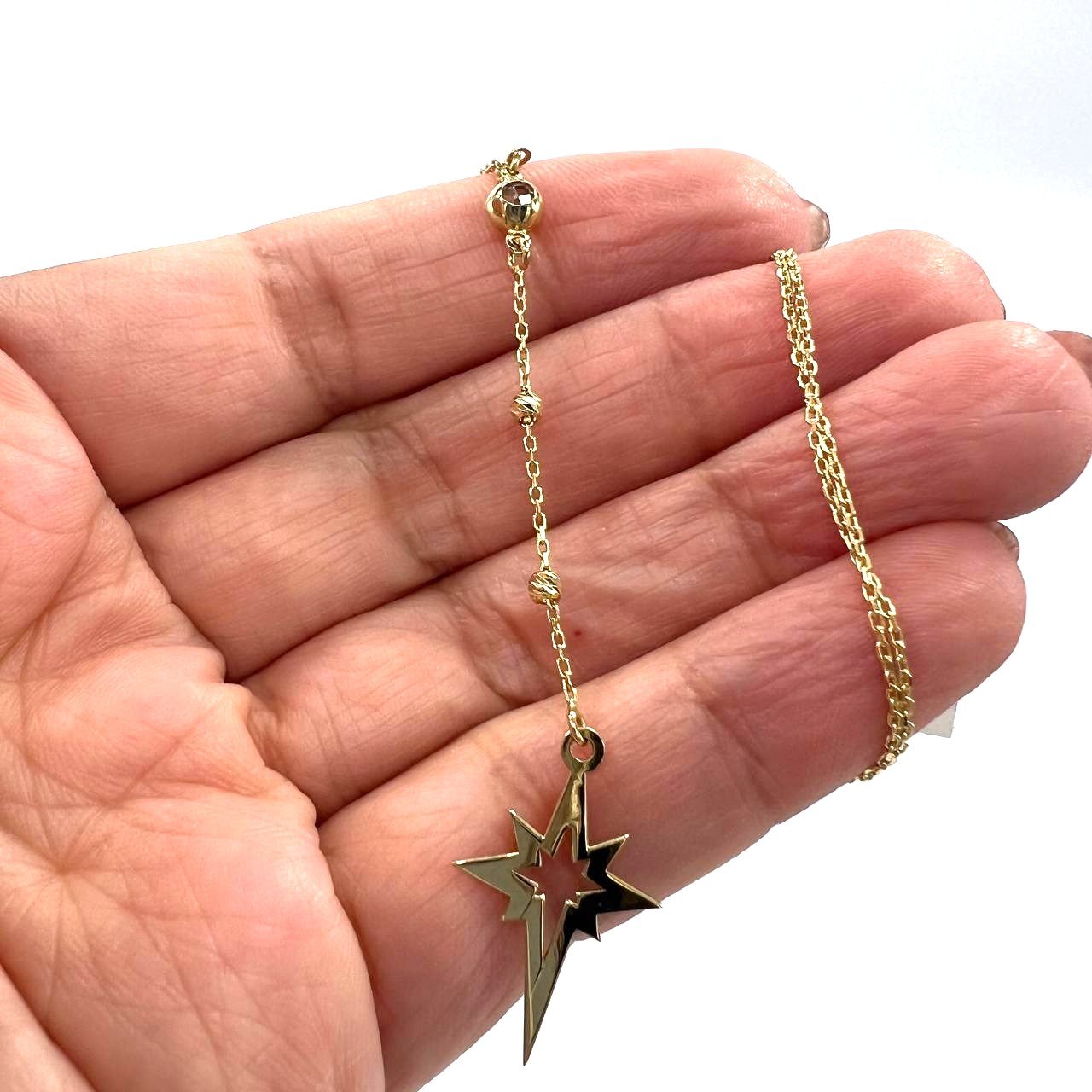 Charming 14K yellow gold necklace with a star design for daily wear good gift - Image 5
