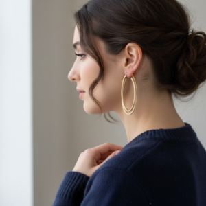 14K Yellow Gold Double Oval Hoop Earrings — Modern, Elegant & Eye-Catching