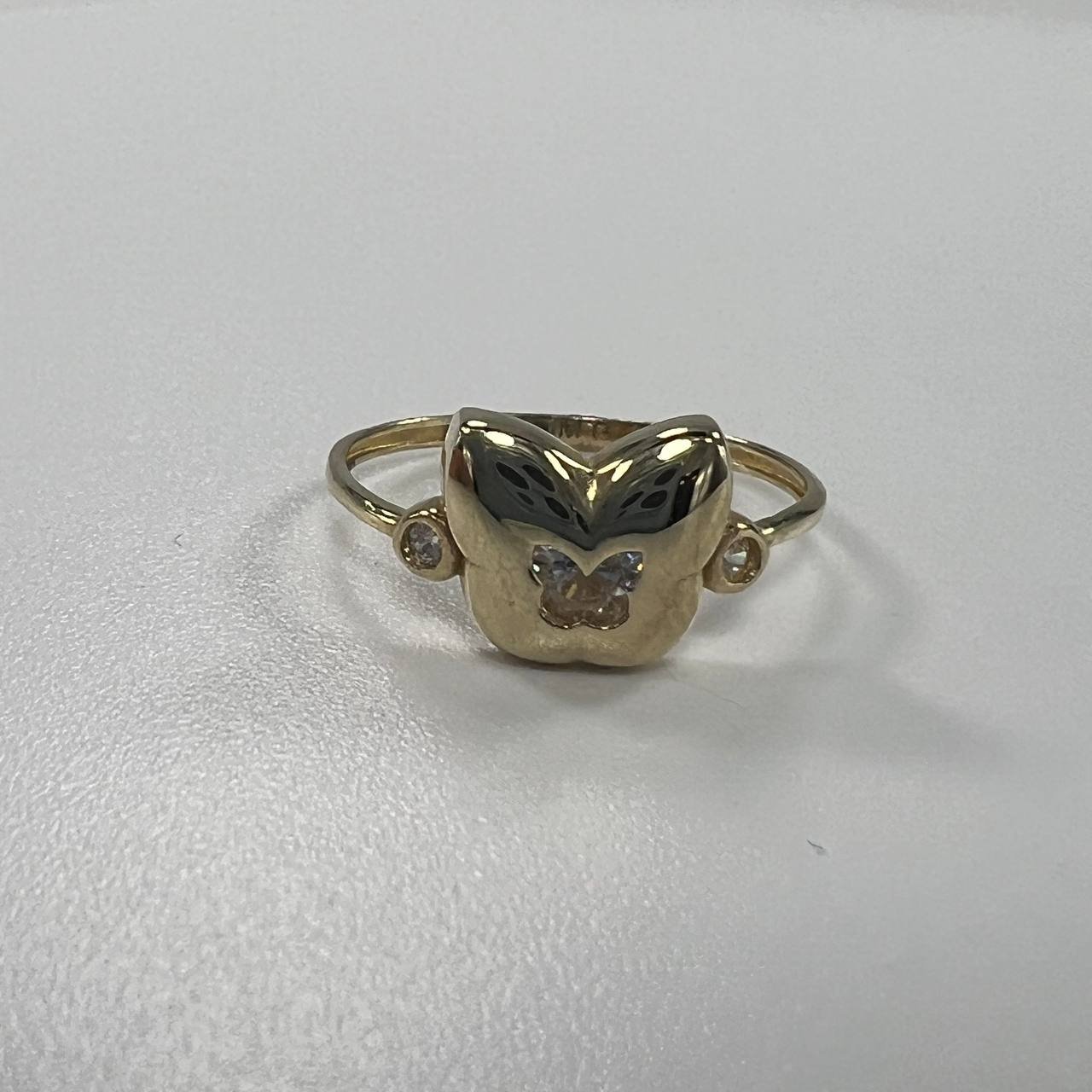 New 14K Solid Gold Ring Italy – Butterfly Design with White Zircon Size 7.16 1.5 - Image 8