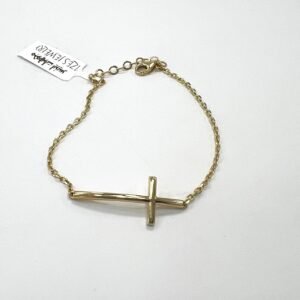 Elegant 14K yellow gold bracelet cross shape, timeless and refined design