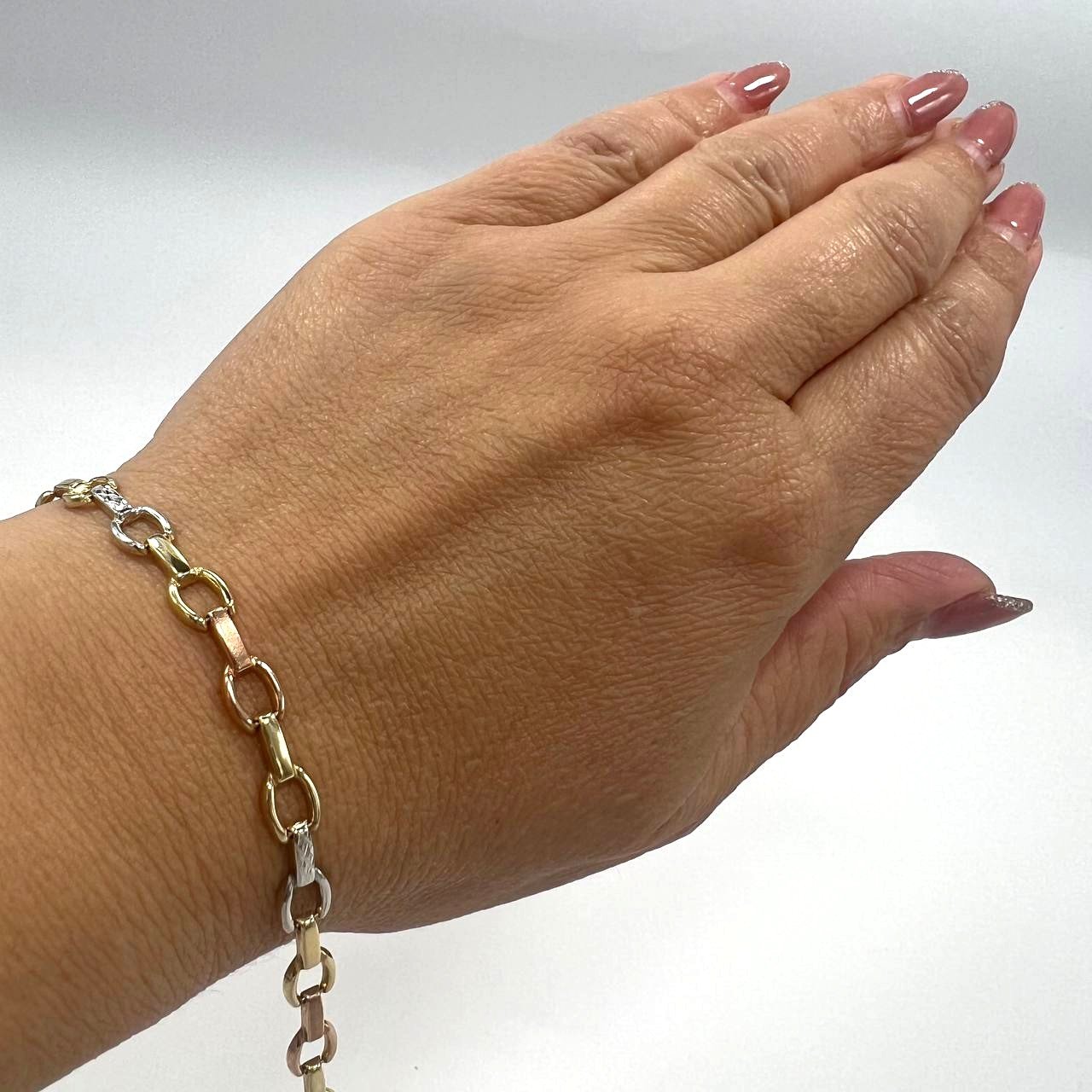 14K yellow, white & rose gold bracelet, delicate and elegant for every occasion - Image 7
