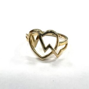 14K yellow gold heart-shaped ring with delicate detailing, elegant and refined