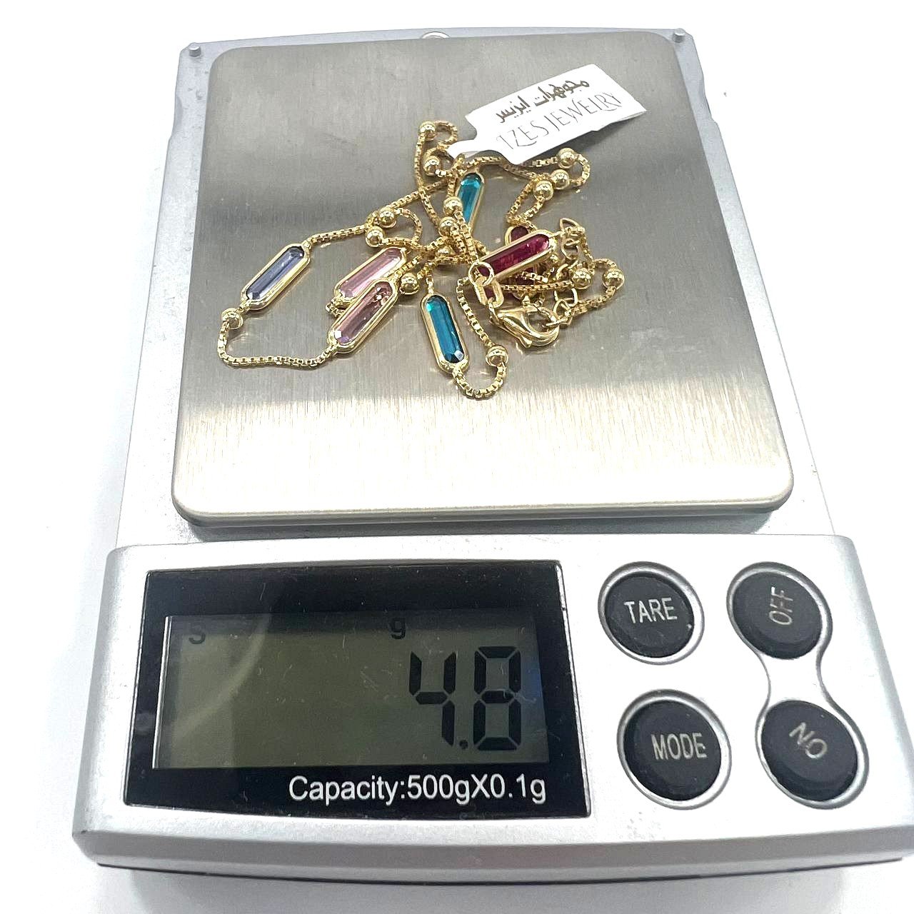 14K yellow gold necklace with elegant Colored stones, delicate and stylish - Image 5